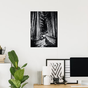 Bambuspfad bei Nacht – Yin Japanische Zen-Wandku Poster