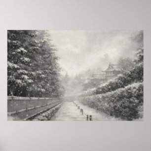 Bambuspfad im Schnee – Yang Japanische Zen-Wandk Poster