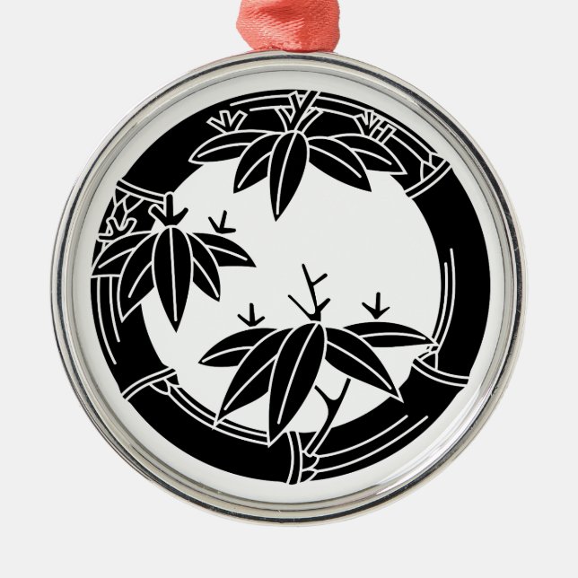 Bambusring mit Bambus-Blätter Silbernes Ornament (Vorne)