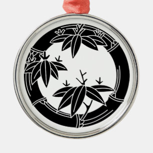 Bambusring mit Bambusblättern Silbernes Ornament