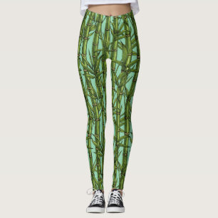 Bambuswald auf hellblau leggings