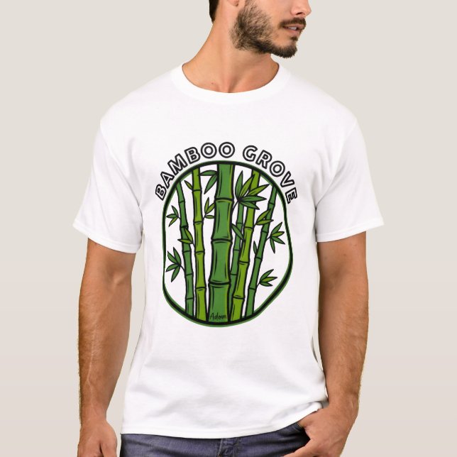 Bambuswald Botanische Grüne Kunst T-Shirt (Vorderseite)