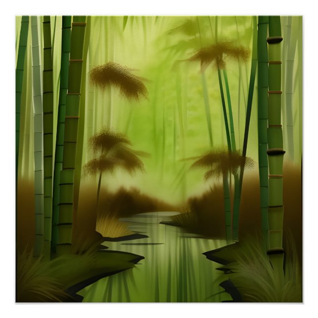 Bambuswald Traditionelle chinesische Malerei Poster (Vorderseite)