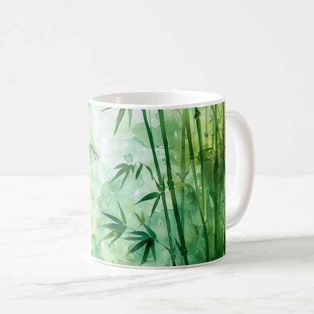 Bambuswald-Wasserfarbe Kaffeetasse (VorderseiteRechts)
