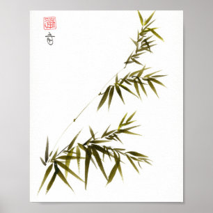 Bambuswind Chinesische Pinselkunst Poster