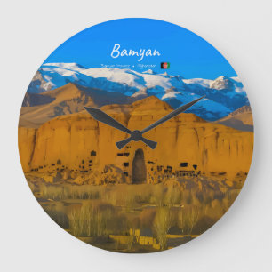 Bamyan, Afghanistan - Buddha-Kliffental Große Wanduhr