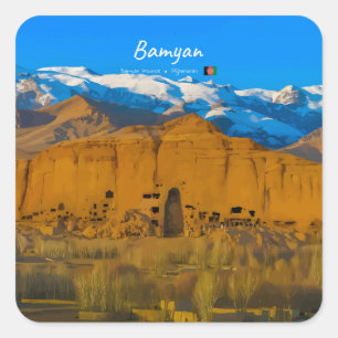 Bamyan, Afghanistan - Buddha-Kliffental Quadratischer Aufkleber