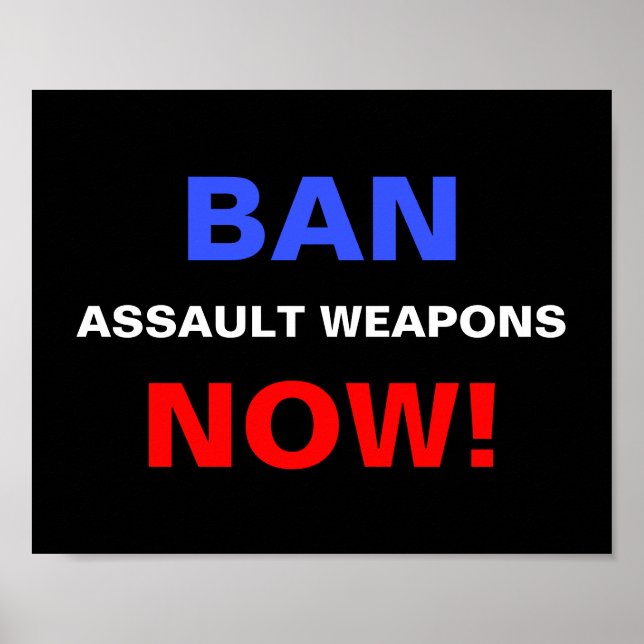 Ban Assault Waffen Now! Politischer Protest Poster (Vorne)