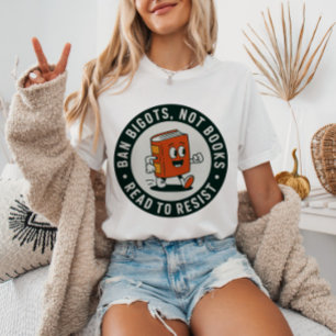 Ban Bigots Not Books Read, um Retro Bookworm zu wi T-Shirt