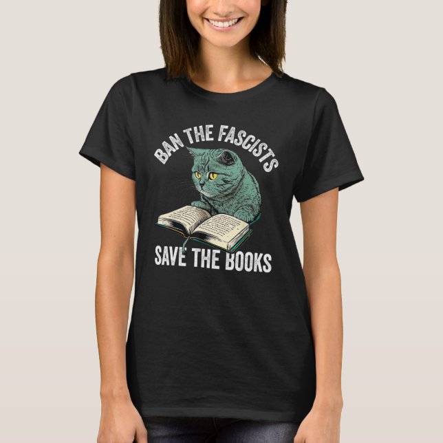 Ban Die Faschisten Rettete das Buch Wurm Nerd 1 T-Shirt (Vorderseite)