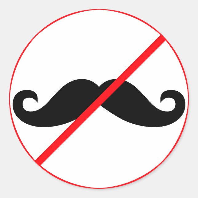 Ban Mustaches! Runder Aufkleber (Vorderseite)