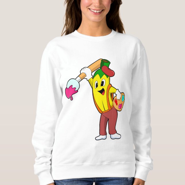 Banana als Maler mit Pinsel Sweatshirt (Vorderseite)
