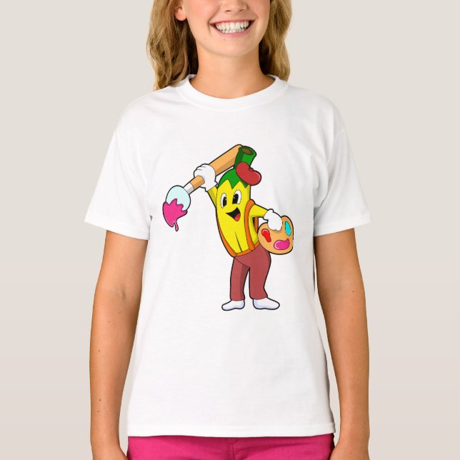 Banana als Maler mit Pinsel T-Shirt (Vorderseite)