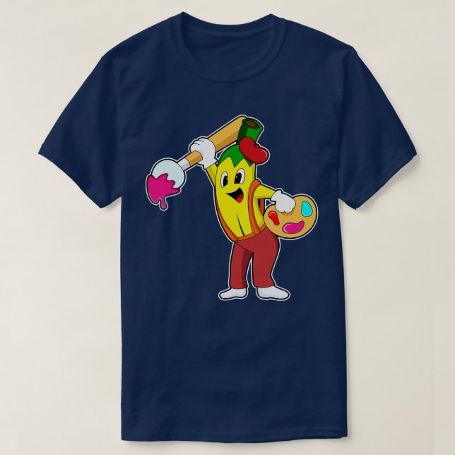 Banana als Maler mit Pinsel T-Shirt (Design vorne)