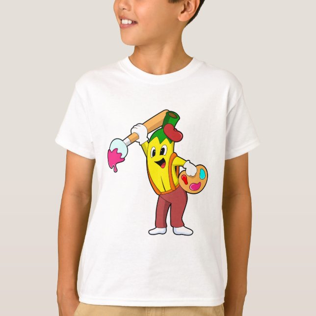 Banana als Maler mit Pinsel T-Shirt (Vorderseite)