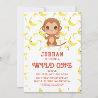 Banana Baby Monkey Geburtstag Einladung
