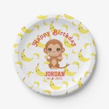Banana Baby Monkey Happy Birthday Paper Teller