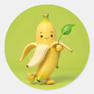 “Banana Baby sagt Hallo! 🍌💙 Füge Süße und ein Lä Runder Aufkleber