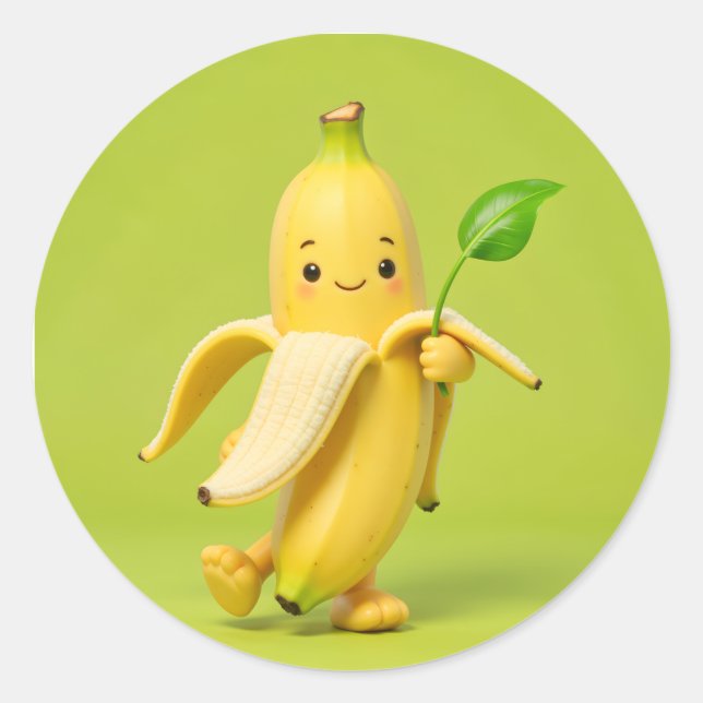 “Banana Baby says hi! 🍌💙 Add sweetness and smile Runder Aufkleber (Vorderseite)
