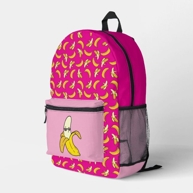Banana-Backpack Hot Pink Summer Bag Bedruckter Rucksack (Rückseitige Ecke Rechts)