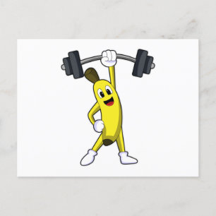 Banana bei Strandtraining mit Barbell Postkarte