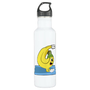 Banana bei Yoga auf Yoga-Matte Edelstahlflasche