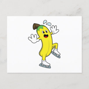 Banana beim Eislaufen mit Schlittschuhen.PNG Postkarte
