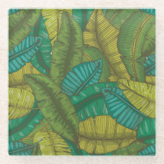Banana-Blätter: Botanische Vintage Hand Gezeichnet Glasuntersetzer