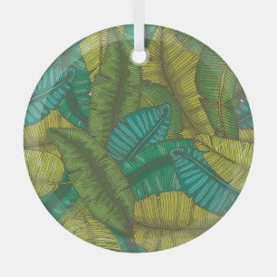 Banana-Blätter: Botanische Vintage Hand Gezeichnet Ornament Aus Glas
