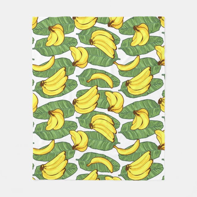 Banana-Blätter: tropisches Fruchtmuster Fleecedecke (Vorderseite)