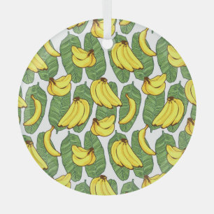 Banana-Blätter: tropisches Fruchtmuster Ornament Aus Glas