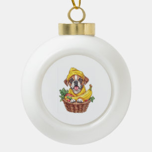 Banana Boxer � Lustiger Obsthund Keramik Kugel-Ornament