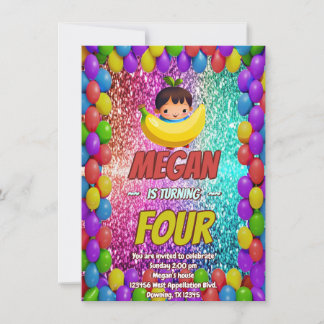 Banana Cartoon Geburtstag laden Kinder ein Einladung