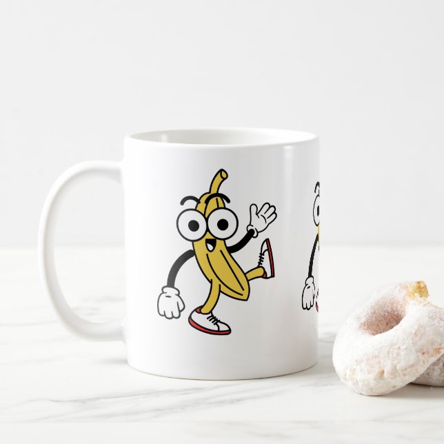 Banana-Cartoon Kaffeetasse (Mit Donut)