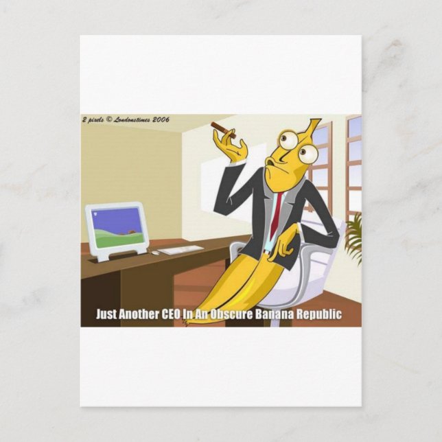 Banana-CEO Funny Offbeat Cartoon Sammelgeschenke Postkarte (Vorderseite)