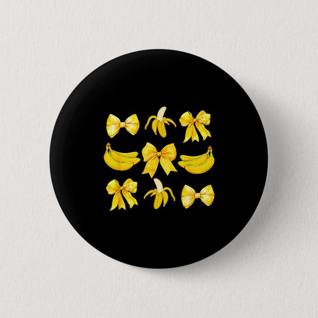 Banana Coquette Bow Yellow Bananas Festival Girls  Button (Vorderseite)