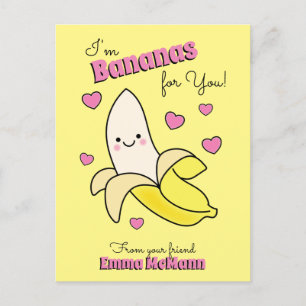 Banana Cute Kids Classroom Valentine Card Postkarte