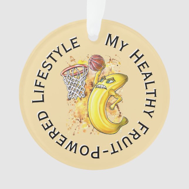 Banana Energy Slam Dunk Fruitarian Circle Text 🍌 Ornament (Vorderseite)