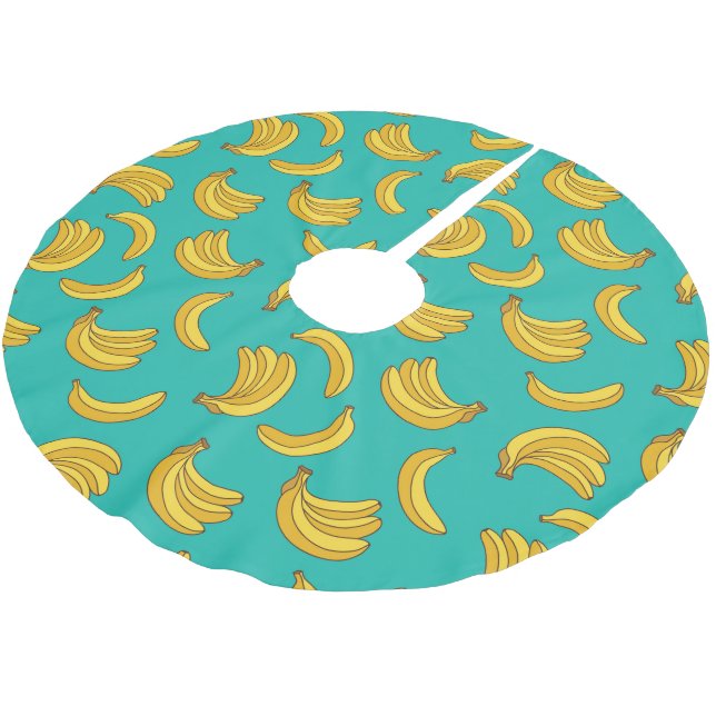 Banana Frucht Fun Muster Polyester Weihnachtsbaumdecke (Schrägansicht)