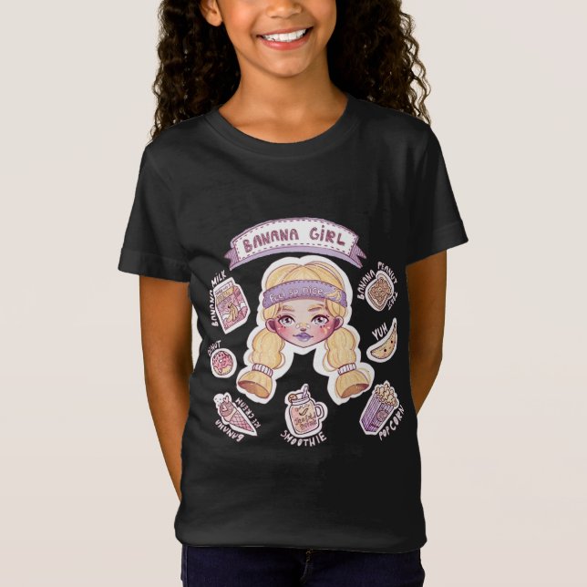 Banana Girl mit Milk Donut Ice Cream Smoothie Col T-Shirt (Vorderseite)