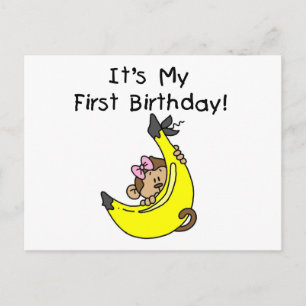 Banana - Girl Monkey 1. Geburtstag Postkarte