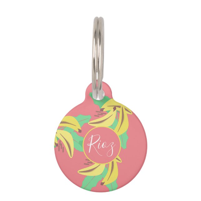 Banana Grüne Muster Rosa Grün Haustiermarke (Vorderseite)