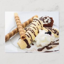 BANANA ICE CREAM WAFFLE DESSERT POSTCROSSING POSTKARTE