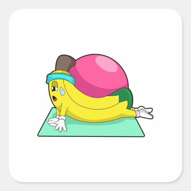 Banana in der Yoga-Fitness Quadratischer Aufkleber (Vorderseite)