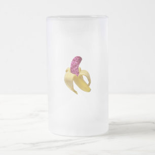 Banana in Imitats Rosa Glitzer sieht köstlich aus Mattglas Bierglas