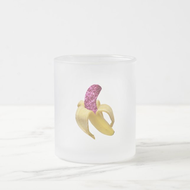 Banana in Imitats Rosa Glitzer sieht köstlich aus Mattglastasse (Mittel)