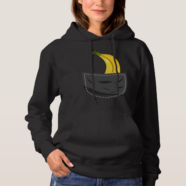 Banana In Pocket Graphic Fruit Vegan Veggie Health Hoodie (Vorderseite)