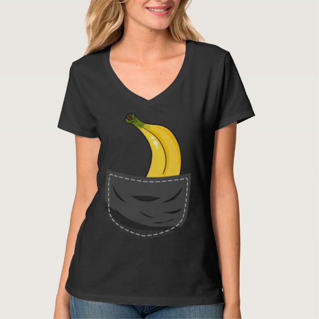 Banana In Pocket Graphic Fruit Vegan Veggie Health T-Shirt (Vorderseite)