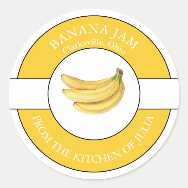 Banana-Jam-Label Runder Aufkleber (Vorderseite)