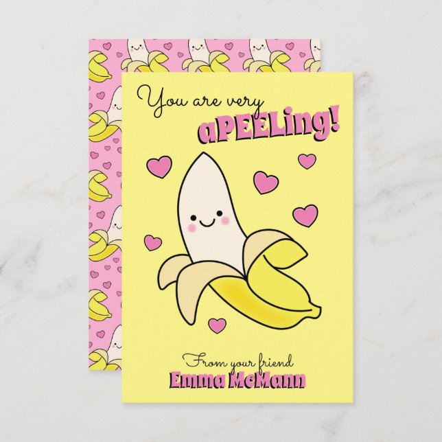 Banana Kids Classroom Valentine Karten (Vorne/Hinten)